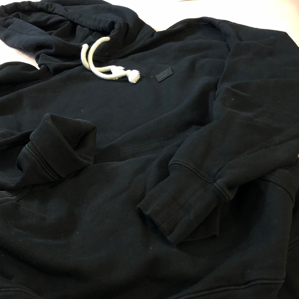 Acne Black Hoodie with White Drawstring